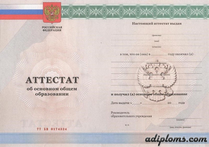 Аттестат 9 классов с приложением 2010 - 2013 года Аттестат 9 классов с приложением 2010 - 2013 года
