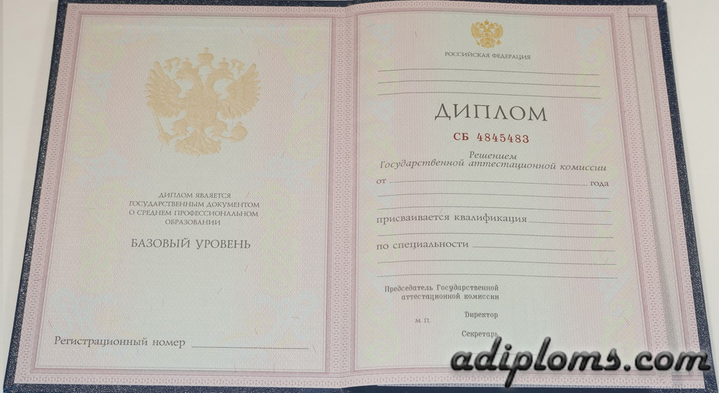Диплом техникума с приложением 1997 - 2003 года Диплом техникума с приложением 1997 - 2003 года